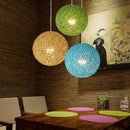 2x 20cm Rattan Woven Ball Pendant Lampshade Hanging Ceiling Green & Blue Lamp