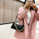 Casual PU Women Handbag Totes Chain Female Underarm Shoulder Bags (Black)