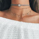 Lady Sun Star Pendant Choker Chunky Chain Multi Layer`Boho Necklace Jewelry JR