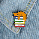 Enamel Cartoon Cat Book Brooch Pins Decoration Bag Clothes Corsage Badge Jewel%!