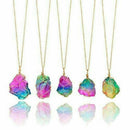 Rainbow Stone Natural Crystal Chakra Rock Chain Quartz Pendant Necklace Jewellry