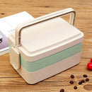 1X(Wheat Straw Bento Box Student Multi-Layer Portable Food Container Lunch