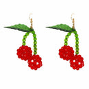 Bohemian Beads Fruit Beads Earrings Cherry Leaves Silicone Pendant Ears WomeI9A7