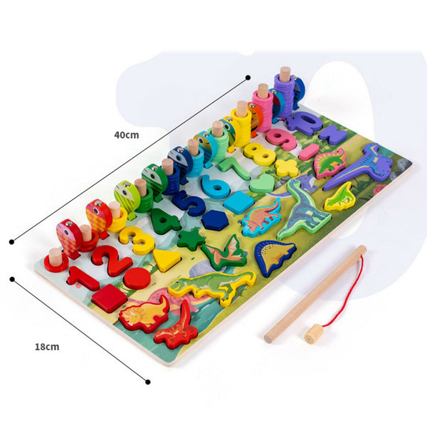 Wooden Number Puzzles Montessori Toys Shape Sorting Math Counting Early