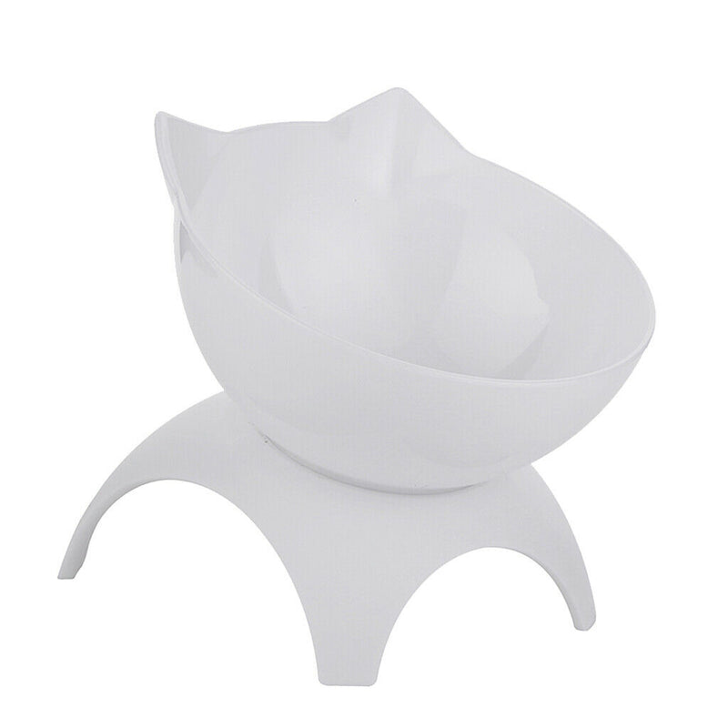 Elevated Dog and Cat Pet Feeder Cat Dog Raised Stand Single Bowls White