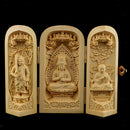 Buddha Statue Carved Locker Box Sculpture Decoration Made of Boxwood Style-7