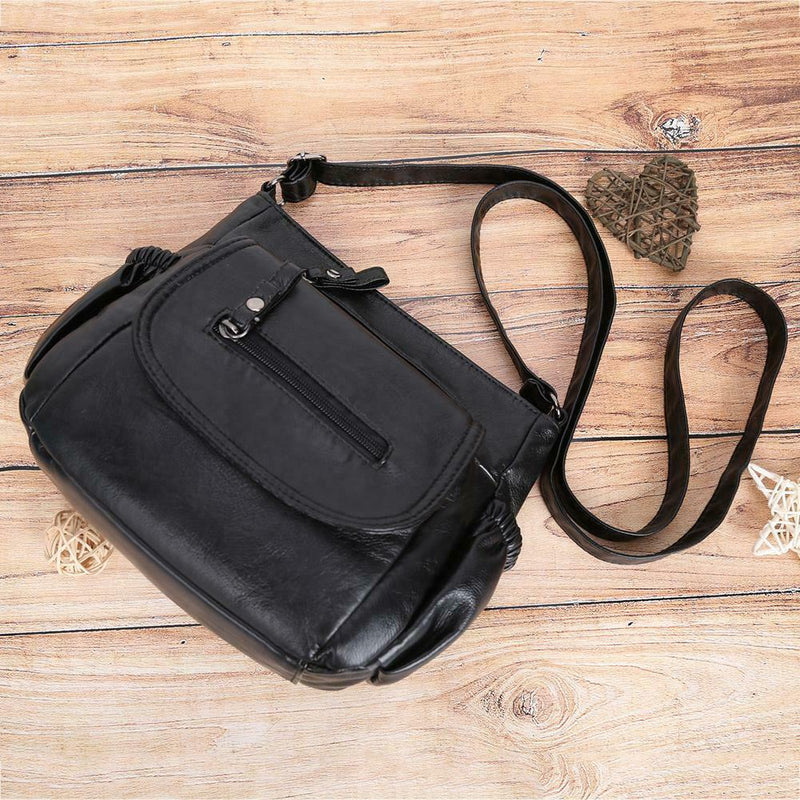 Fashion Shoulder Messenger Bags Leather Soft Crossbody Bags Multi-pocket Purse