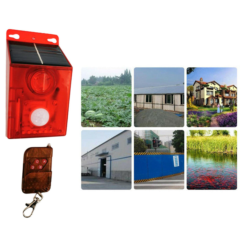 Waterproof Solar Sound Alarm Light Motion Sensor Siren Flash with Remote 6-LED