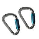 2pcs Carabiner Aluminum Screw Locking Spring Clip Hook Outdoor D Shaped Buckle