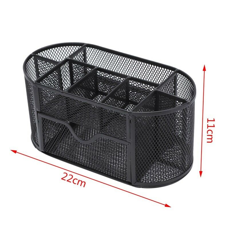Multifunctional 9 Components Table Metal Desktop Storage Box (Black) J8N7