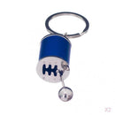 2x Chrome Painting Gear Box Shifter Shape Key Chain Fob Ring Keychain Blue