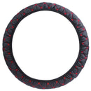 Elastic Black/Red Embroidered Cover for 38cm Diameter Car Steering Wheel