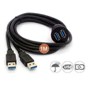 Car Usb3.0 Dual Port Extension Dashboard Panel Double New 1m Cable Waterpro W9B5