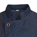 Unisex Denim Chef Jacket Coat Short Sleeves Shirt Kitchen Uniform Blue M