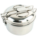 1Pcs Outdoor Camping Stainless Steel Portable Lunch Pot 2-Layer Combination