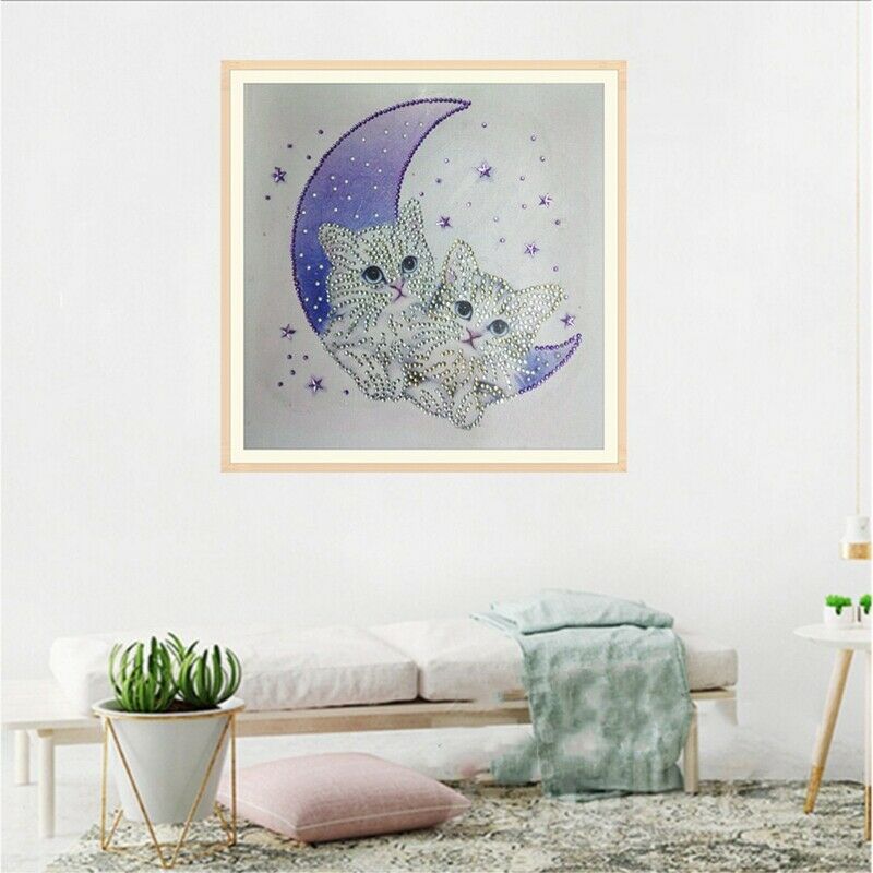 Diy 5D Partial Shaped Diamond Painting Moon Cat Cross Stitch Diamond Embroi