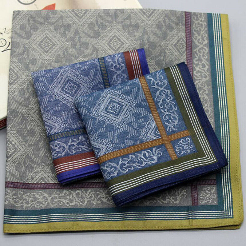 3x 100% COTTON MENS HANDKERCHIEF PLAID  SQUARE HANKY CLASSIC DESIGN