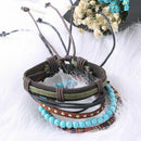 Man European Hot Retro Multilevel Cowhide Handmade Woven Bracelet