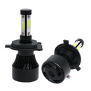 1Pair H4 LED COB Headlight Kit 8000LM High-Low Beam Bulb 6500K Lamp White