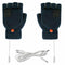 Winter USB Rechargeable Electric Heated Mitten Knitted Gloves Half Finger Cable