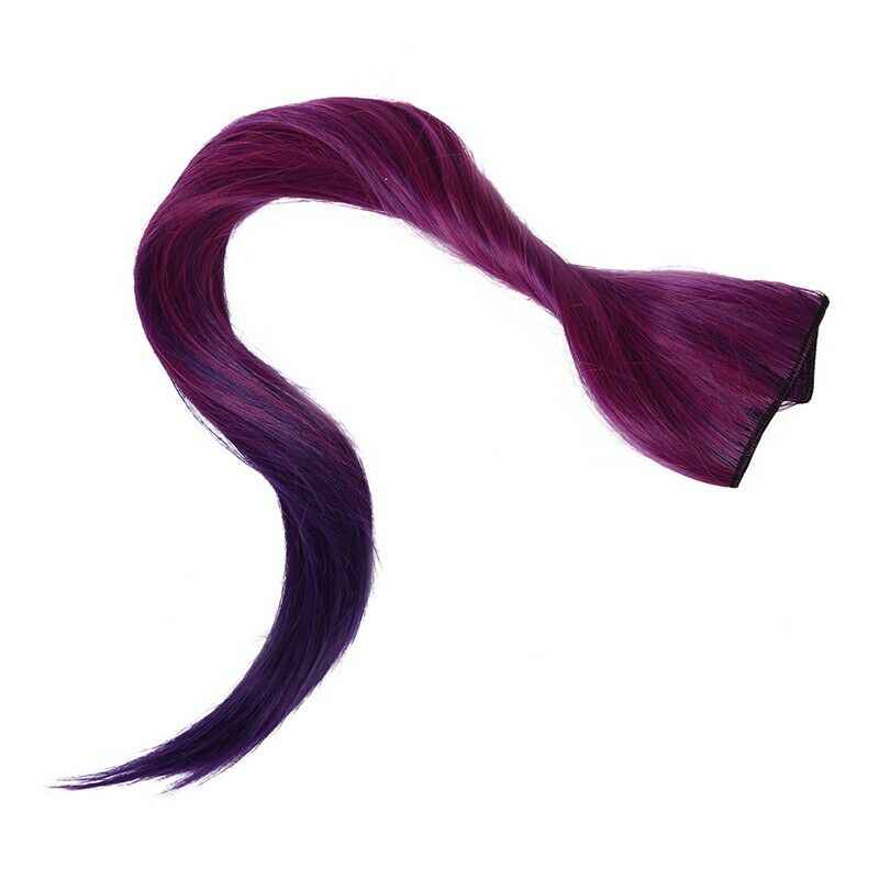 Clip In Straight Blue Purple Hair Extension Synthetic Fiber Hairpiece Punk L3U7