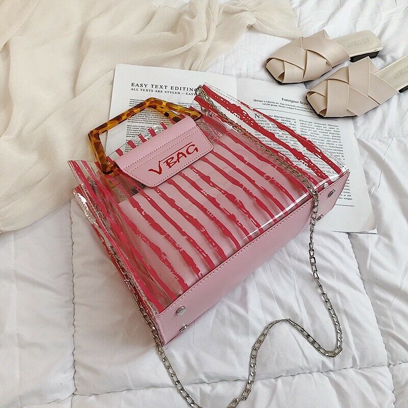 Transparent Pvc Jelly Beach Bag Ladies Handbag Large Capacity Shoulder Bag  S2K3