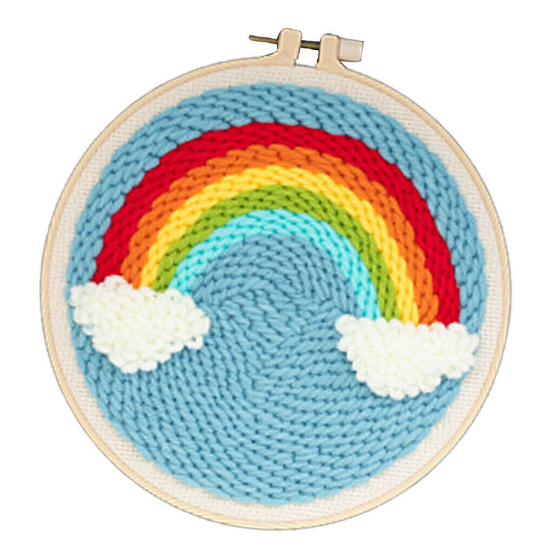 1 Set Rainbow Punch Needle Kits with Punch Embroidery Pen DIY Crafts