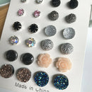 12Pairs Charming Women Round Rhinestone Flower Stud Earrings Jewelry Gift Hot
