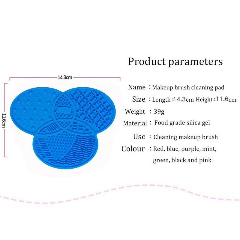 Silicone Makeup Brush Cleaner Pad Cosmetic Pen Washing Scrubber Mat (Blue) A