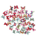 100Pcs Butterfly Flower Drawing Colored Wooden Buttons for Sewing DIY Craft
