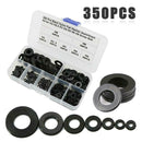 350pcs Black Nylon Flat Washer Assortment Kit Set Car Accessories