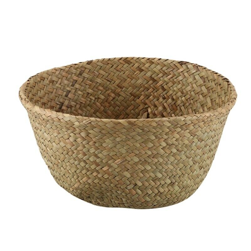 Seagrass Wickerwork Basket Rattan Foldable Hanging Flower Pot Planter F4F4