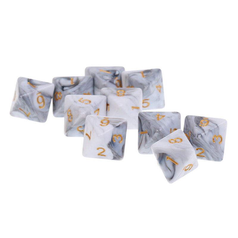 10pcs 8 Sided Dice D8 Polyhedral Dice for Dungeons and Dragons Table Games White
