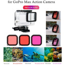 3pcs Lens Filter Red Pink Purple Waterproof Case for Gopro Hero 5 6 7 Black
