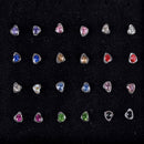 24Pcs Rhinestone Surgical Steel Nose Ring Heart Shape Bone Stud Body Piercing-OZ