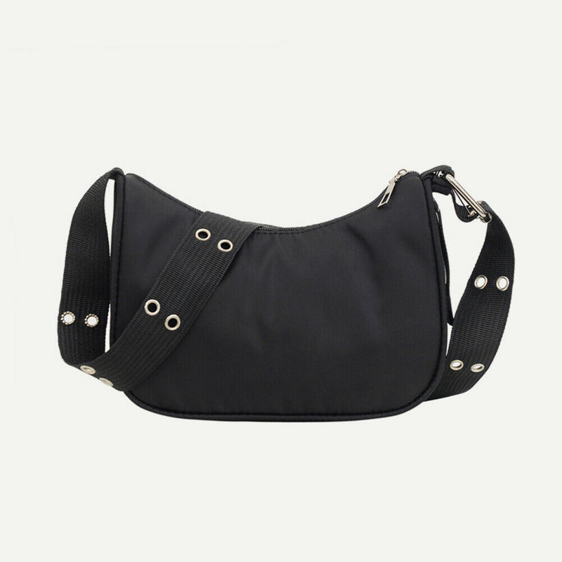 Nylon Women Shoulder Bag Female Street Crossbody Handbag Pouch (Black)