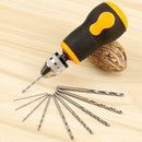 Micro Mini Portable Small Hand Drill + 10pcs Twist Drill Bits set Tool  SVP