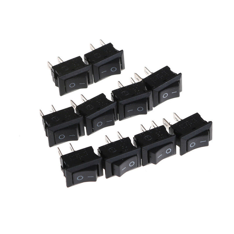 10x 10*15MM Small Black Rocker Switch KCD1-11 250VAC/3A 6A 125V AC 2P Switche Gw
