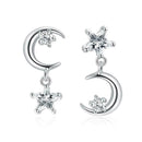 Fashion Stars Moon Dangle Rhinestone Earrings Women Jewelry Shiny Ear Drop