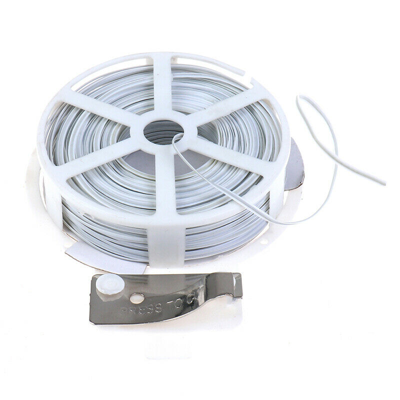 1Pc (50m) White Multi-Function Sturdy Garden Plant Twist Tie with Coated WiSEAU
