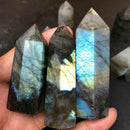 Natural Moonstone Labradorite Crystal Wand Quartz Mineral Stone Specimen Healing