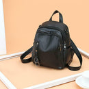 Solid Color Travel Backpacks PU Leather Women Small Shoulder School Bags