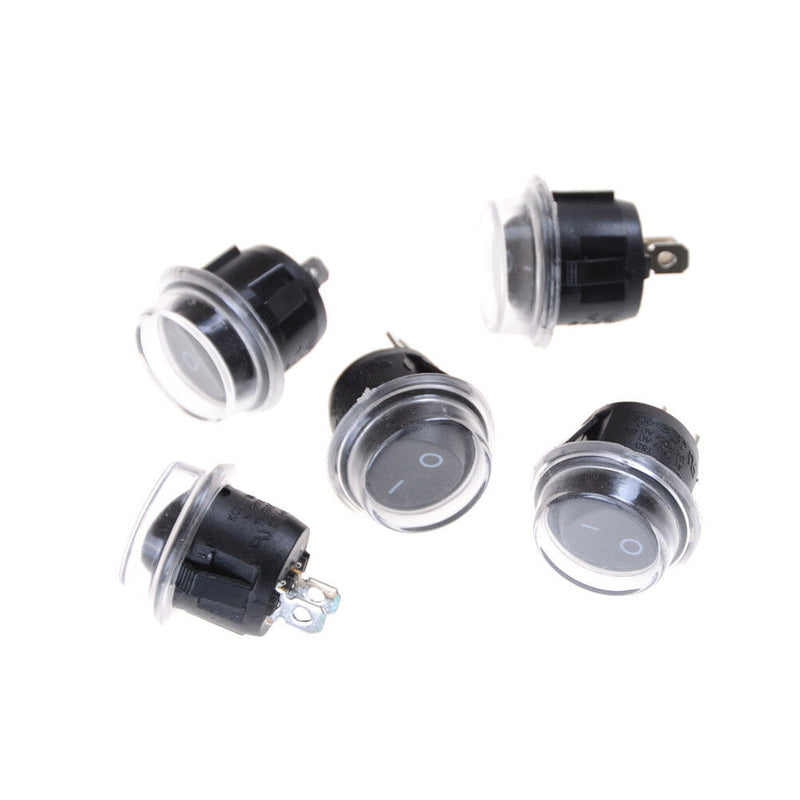 5x Car 12V Round Rocker Boat Toggle SPST ON/OFF Switch + Waterproof Cover WG Hn