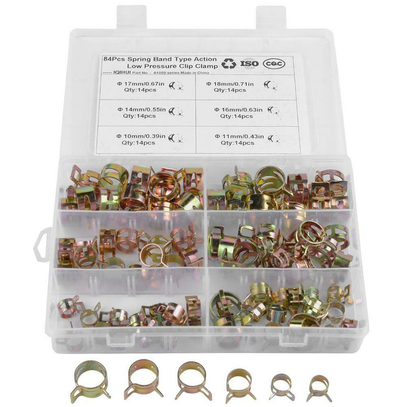 84pcs Hose Clamps for Automobile Tubing Hose Clamp (10/11/14/16/17/18mm)