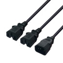 0.8FT IEC320 C14 Male to Socket Y Splitter Computer AC Power Adapter Cable