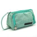 Large Capacity Pencil Case Canvas Pen Bag Girl Cosmetic Storage Bag (Green) A