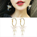 Korean Style Hoop Earrings Crystal Tassel Dangle Acrylic Flower Jewelry L7X7