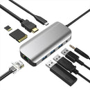 9In 1 Usb C Hub Docking Station Usb3.0 TF Card Reader Type C Type C Dock US