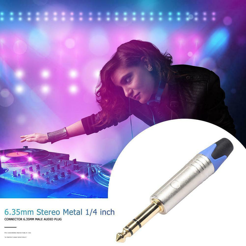6.35mm Stereo Metal 1/4 inch Connector 6.5mm Male Audio Plug Solder Adapter A