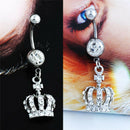 Crown Charm Rhinestone Body Piercing Jewelry Belly Button Ring Navel Jewelry MO